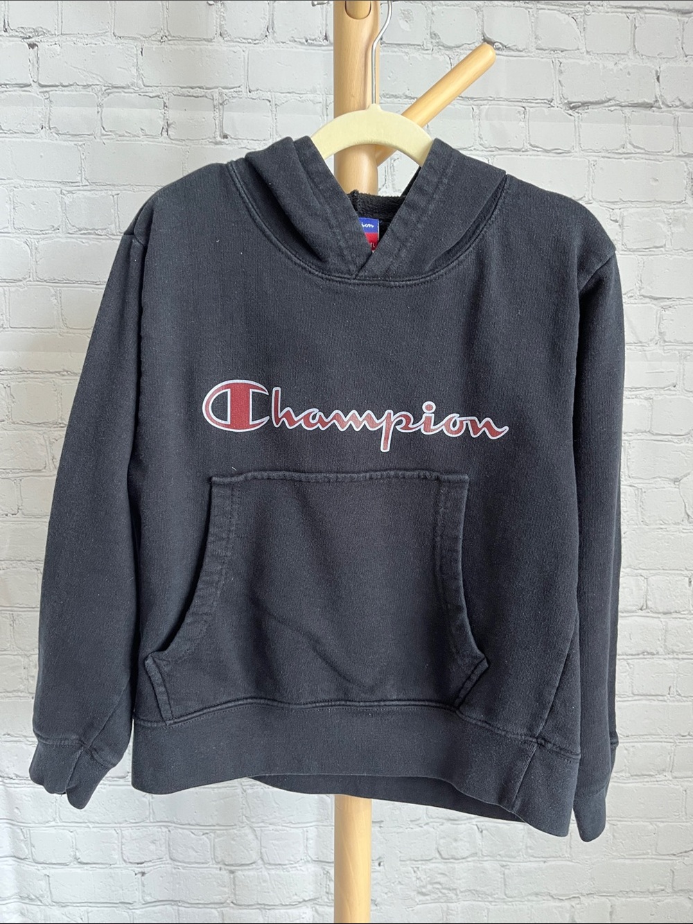 ⭐️⭐️ PICK 5 / $20 Champion Black Hoodie with Red & White Script Logo